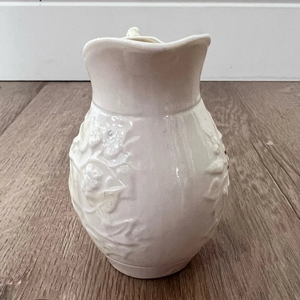 Antique 1926-1946 Belleek Irish 3rd Black Mark Lustre Creamer Jug Pitcher‎ 4” H